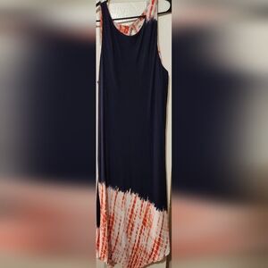 Womens Sz XL C Est. 1946/Cato Navy Blue to Orange & White Tie Dye Maxi Dress